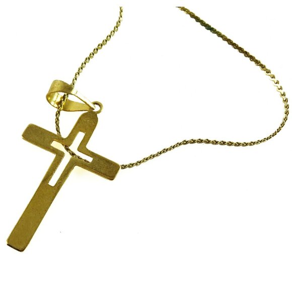 Cross Pendant Marked Condor on Added Chain Necklace Religious Jewelry - Picture 5 of 5